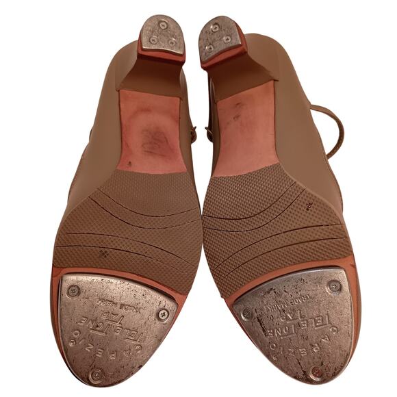 Capezio Women's Tap Dance Shoes, Kitten Heels, Leather, Tan Mary Janes Size 8 - Picture 5 of 8
